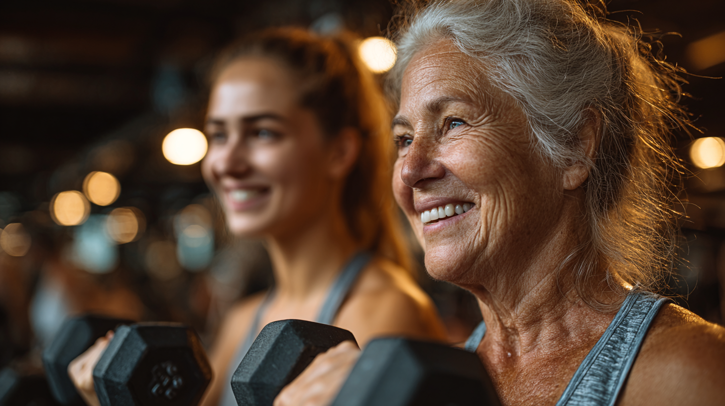 Старші люди виконують вправи на свіжому повітрі з тренером